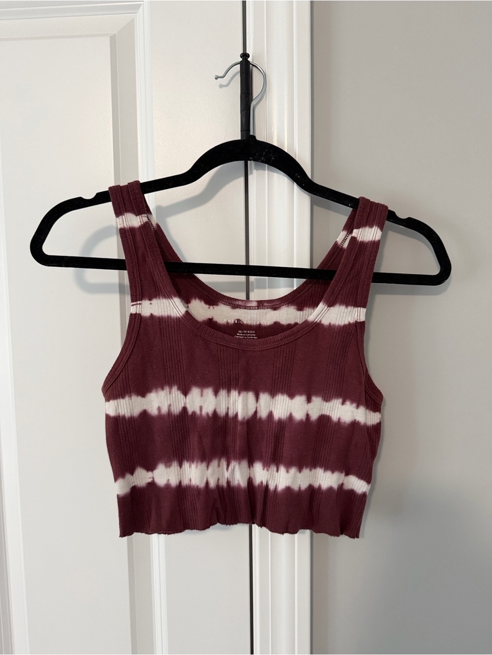 American Eagle Tie-Dye Crop Tank in Maroon & White